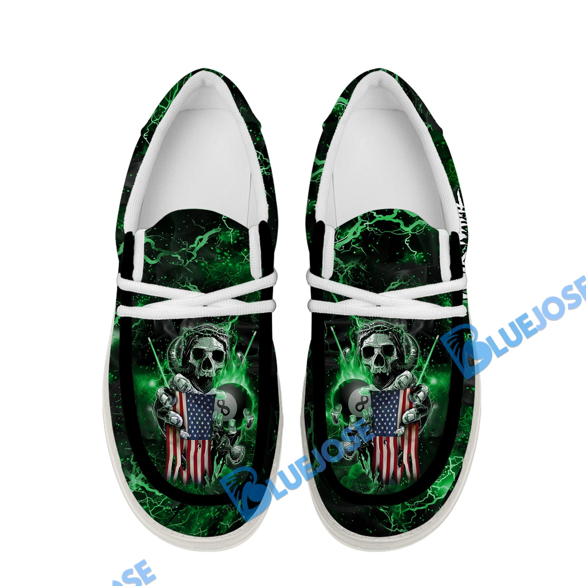 Billiards Ball 8 Fire US Flag Lace Up Loafers 2026