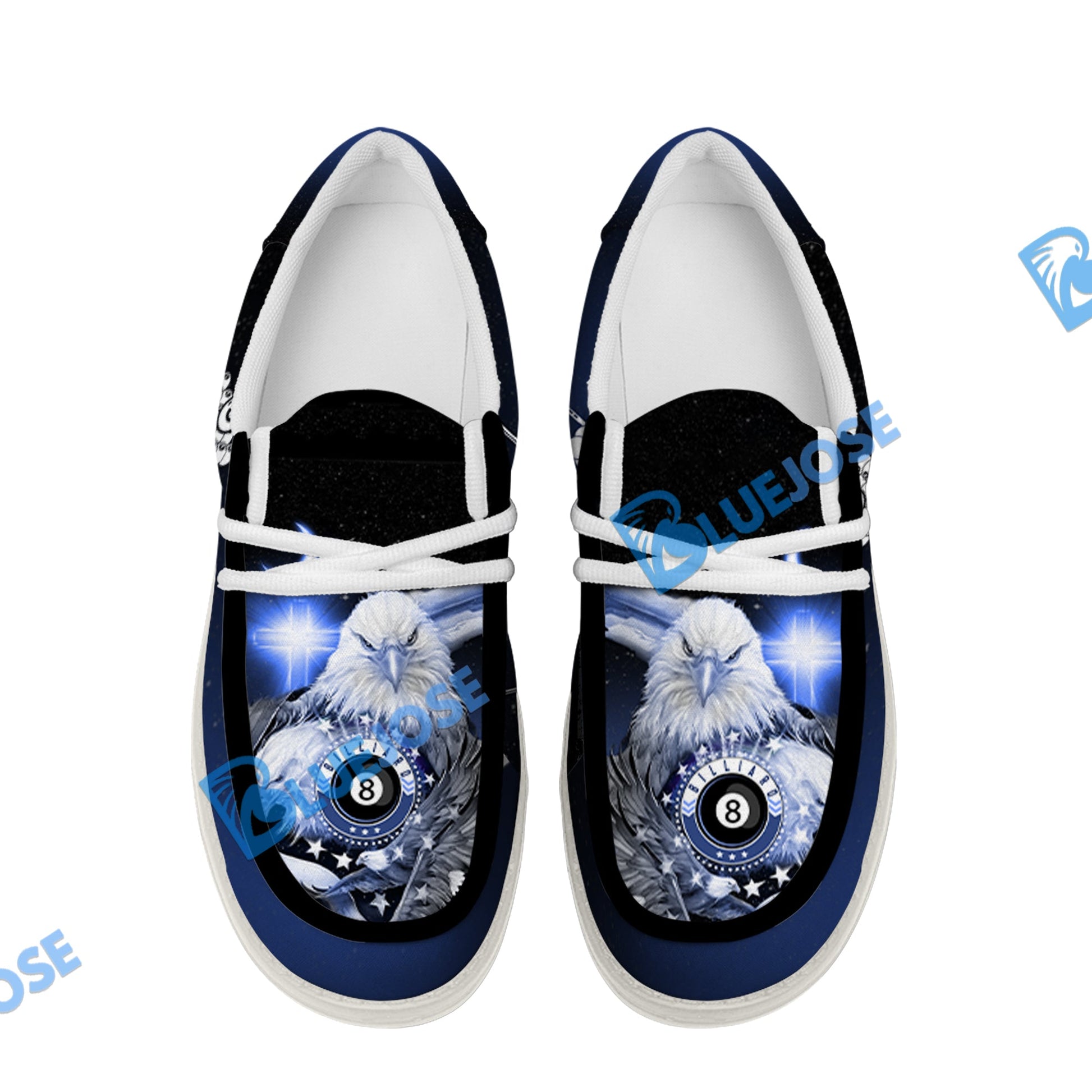 Billiards Ball 8 Cross Eagle American Flag  Lace Up Loafers 2026
