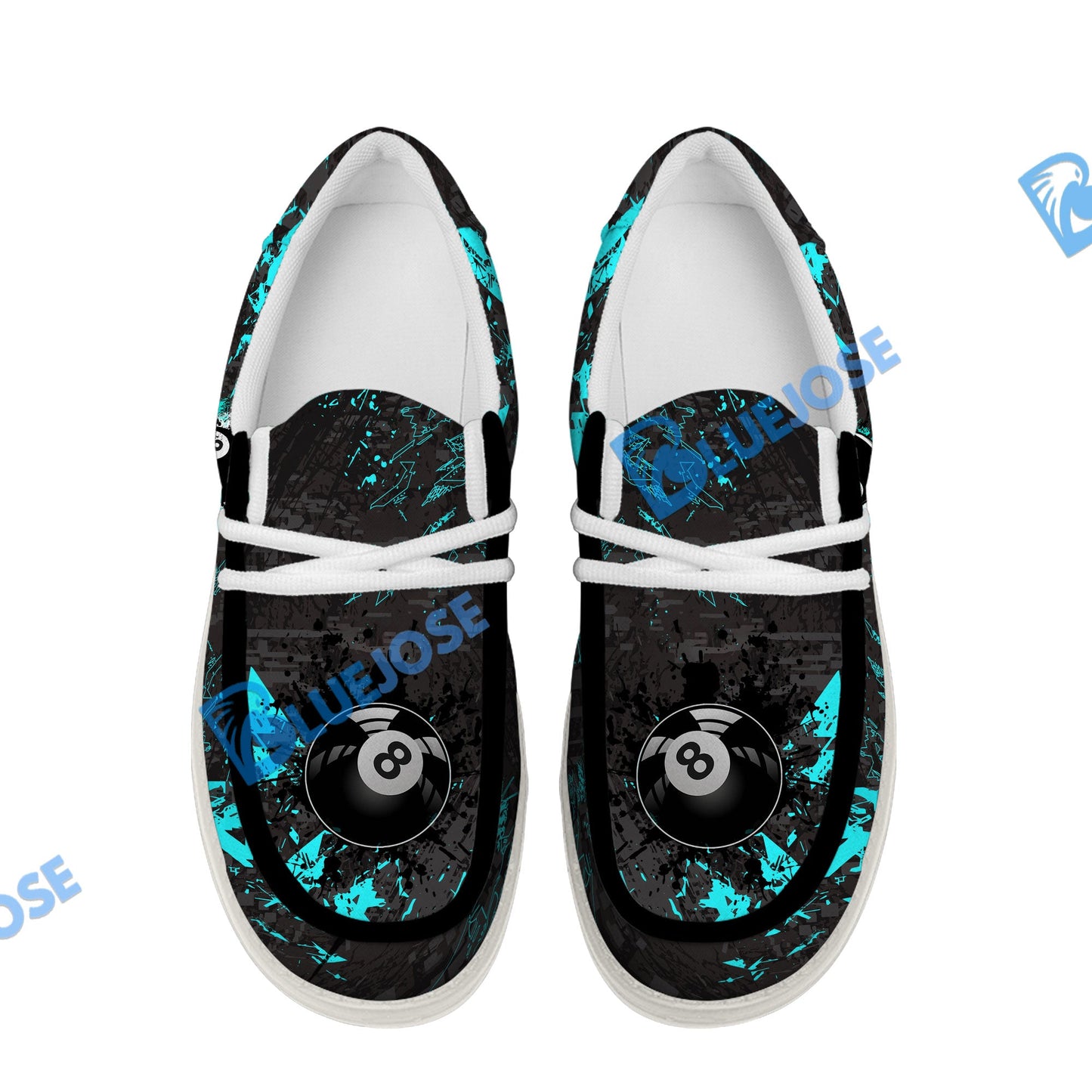 Billiards 8 Ball Black Stains Grunge Lace Up Loafers 2026